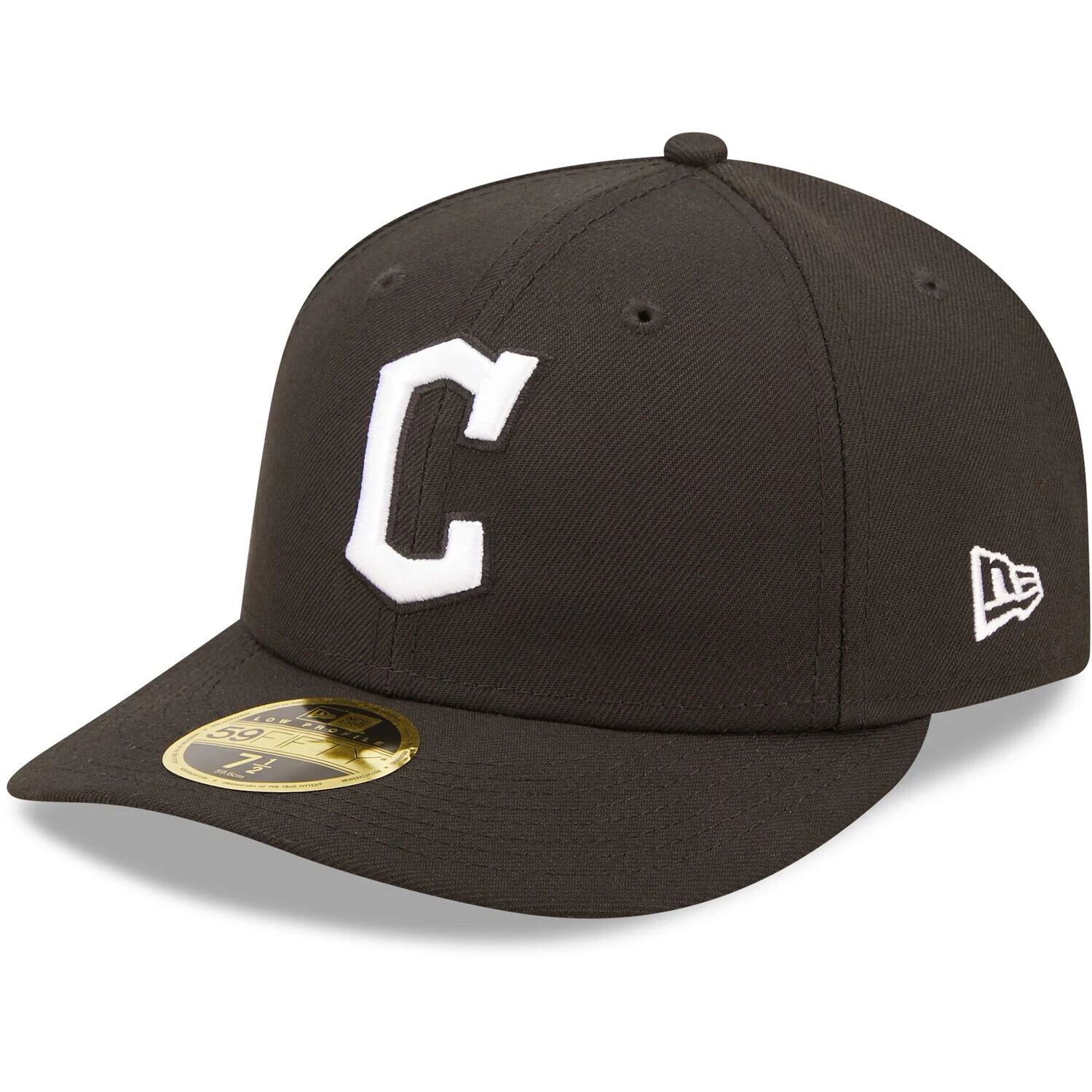 

Мужская облегающая шляпа New Era Cleveland Guardians черно-белая с низким профилем 59FIFTY