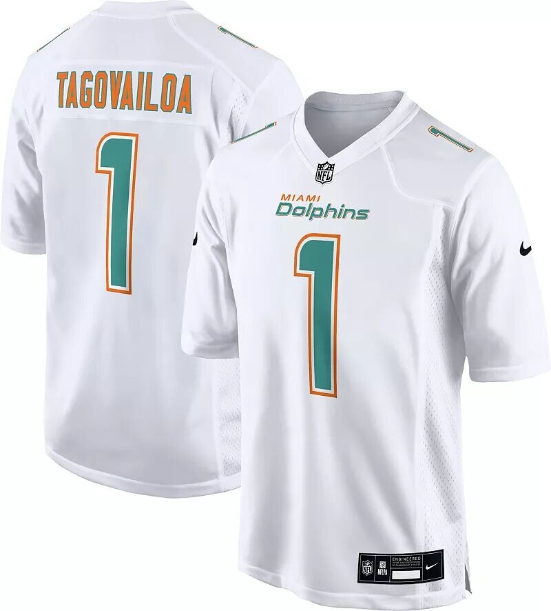 

Мужское белое игровое джерси Nike Miami Dolphins Tua Tagovailoa #1
