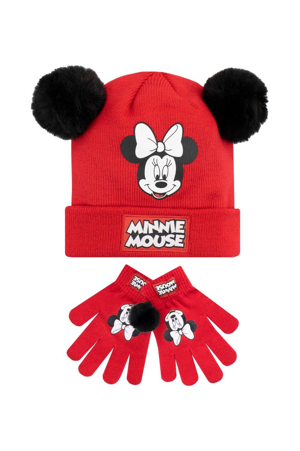 Детский комплект зимней шапки и перчаток Минни Маус Disney, красный цена и фото