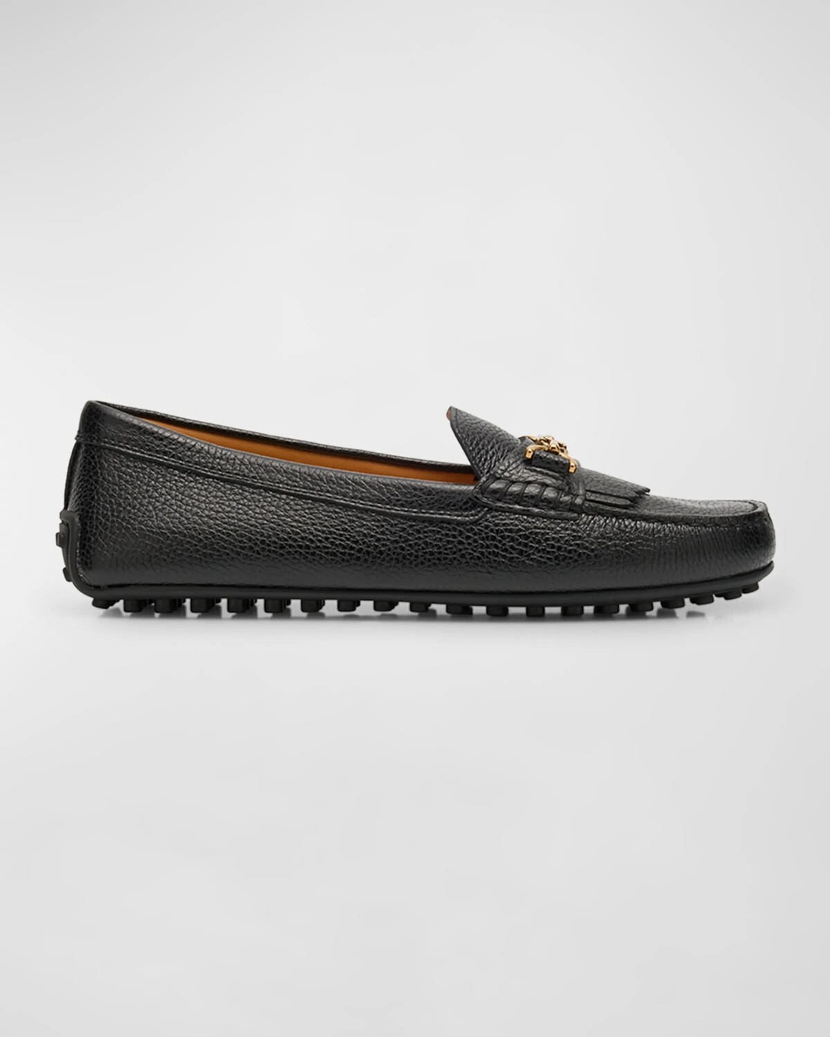

Кожаные лоферы Kiltie с Т-образным кольцом для водителей Tod'S, цвет Nero