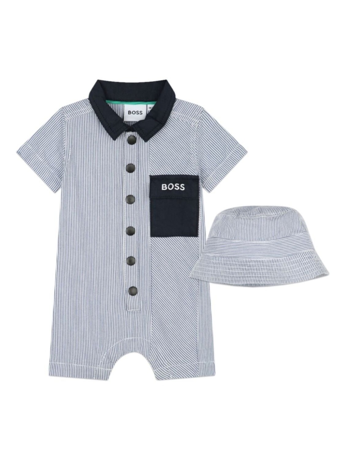 

BOSS Kidswear комплект из ромпера и панамы в полоску, синий