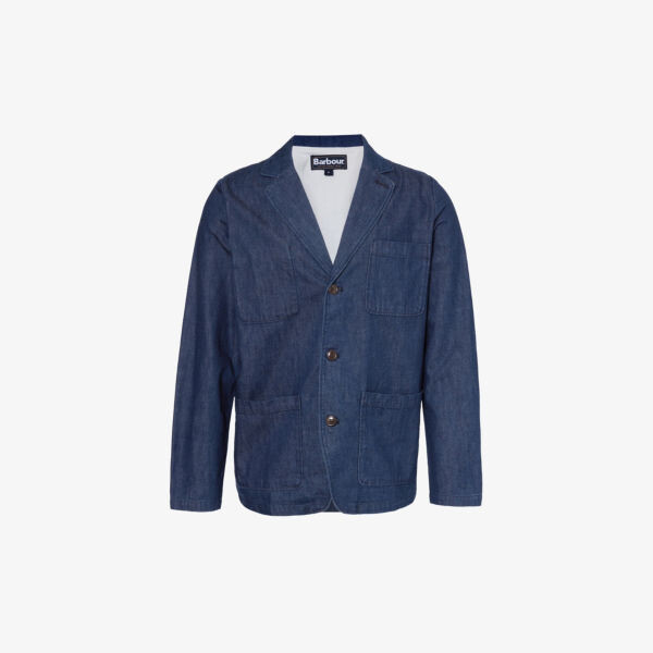 

Джинсовая куртка с зубчатыми лацканами и накладными карманами Barbour, индиго