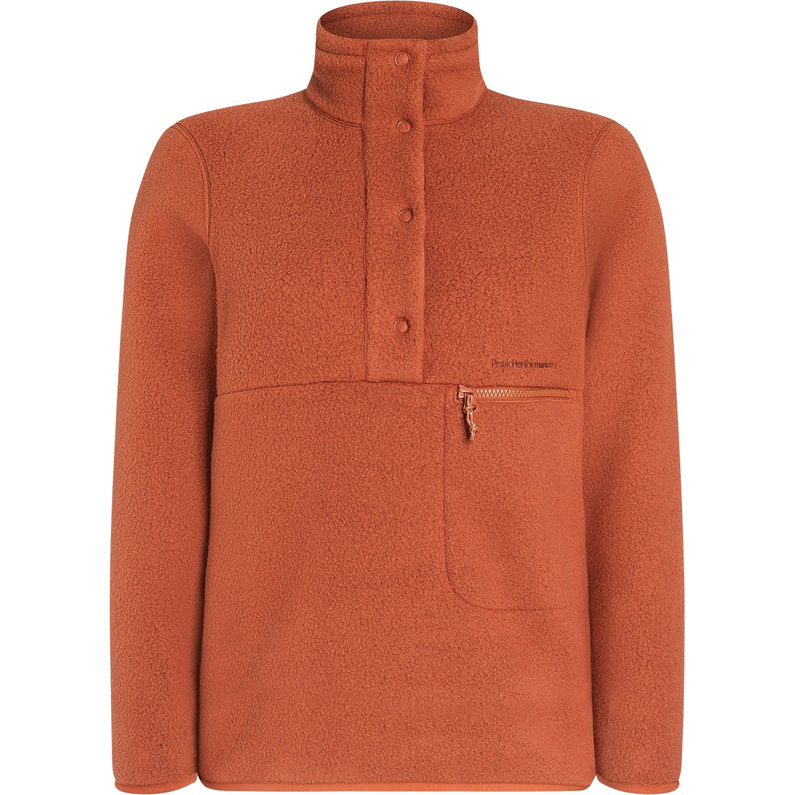 цена Женский флисовый пуловер с Т-образным вырезом и кнопками Peak Performance, коричневый