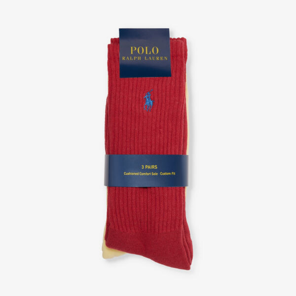 

Упаковка из трех пар носков из хлопковой смеси с вышитым логотипом. Polo Ralph Lauren, красный