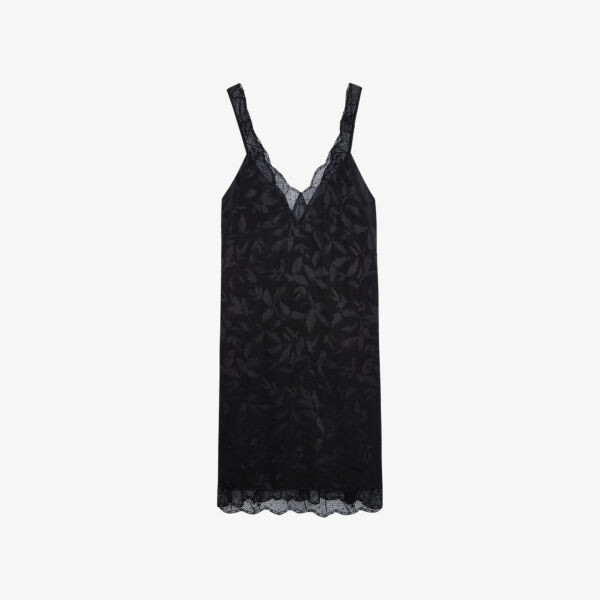 

Шелковое платье мини Renelle с кружевной отделкой Zadig&Voltaire, цвет noir