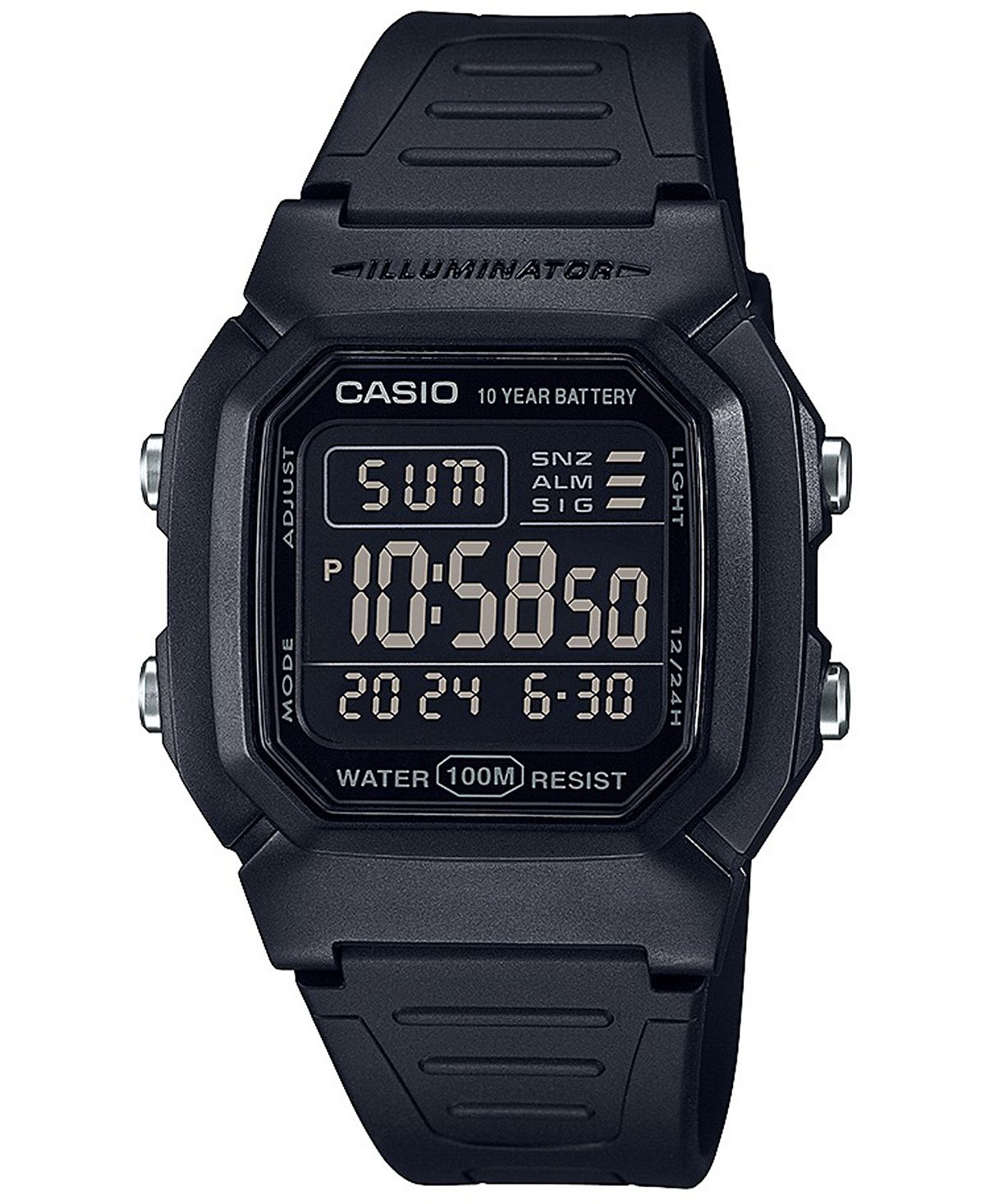 

Мужские цифровые часы Blackout с черным полимерным ремешком, 36,8 мм Casio