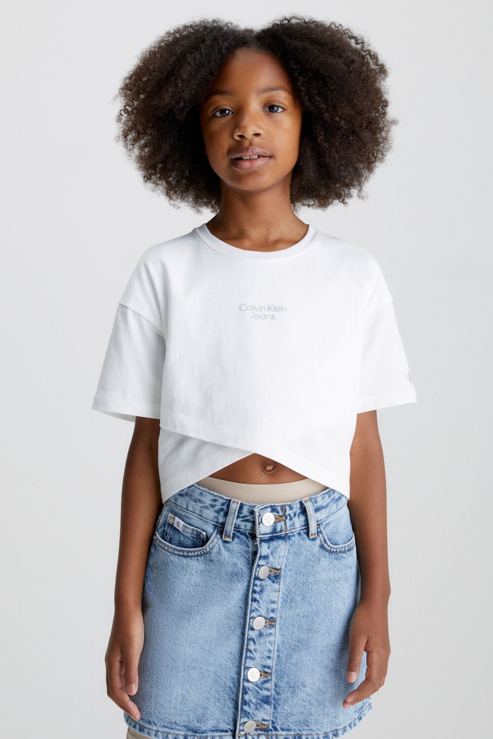 

Белая футболка для девочек Stack с накладным логотипом Calvin Klein, белый