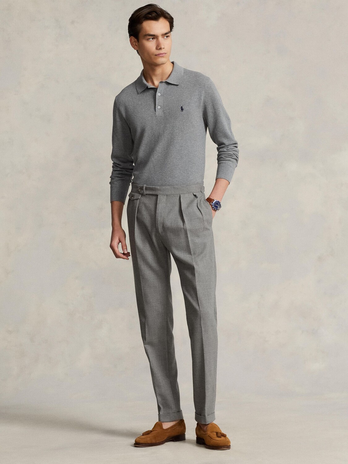 

Polo Ralph Lauren Трикотажная рубашка-поло с длинными рукавами, цвет Серый вереск