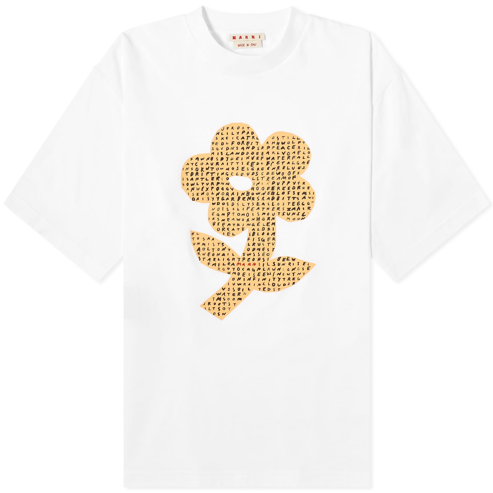 

Футболка Marni Flower Word Puzzle, цвет Lily White