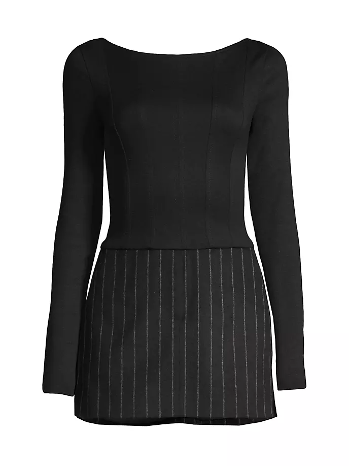 

Мини-платье в тонкую полоску с понте Jason Wu, черный