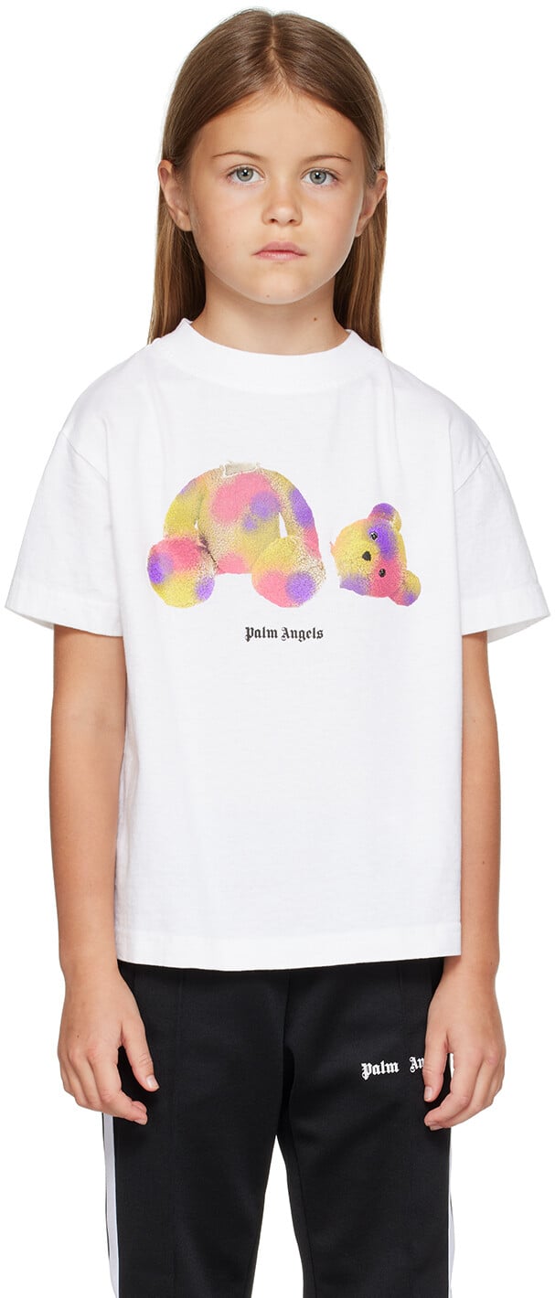 

Детская белая футболка Palm Angels Pop Pa Bear