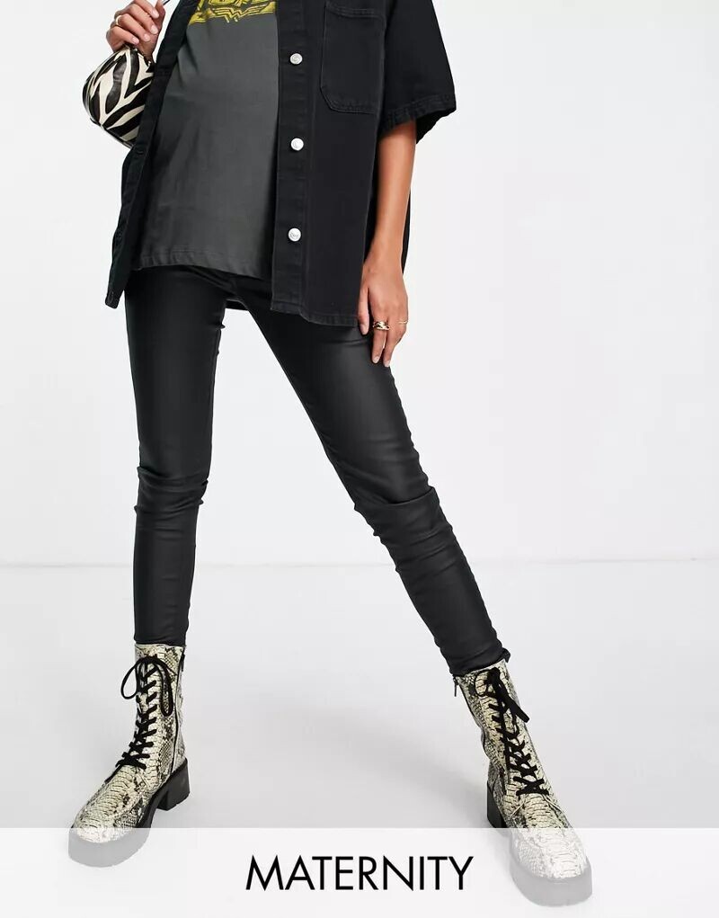

Черные джинсы с покрытием Topshop Jamie