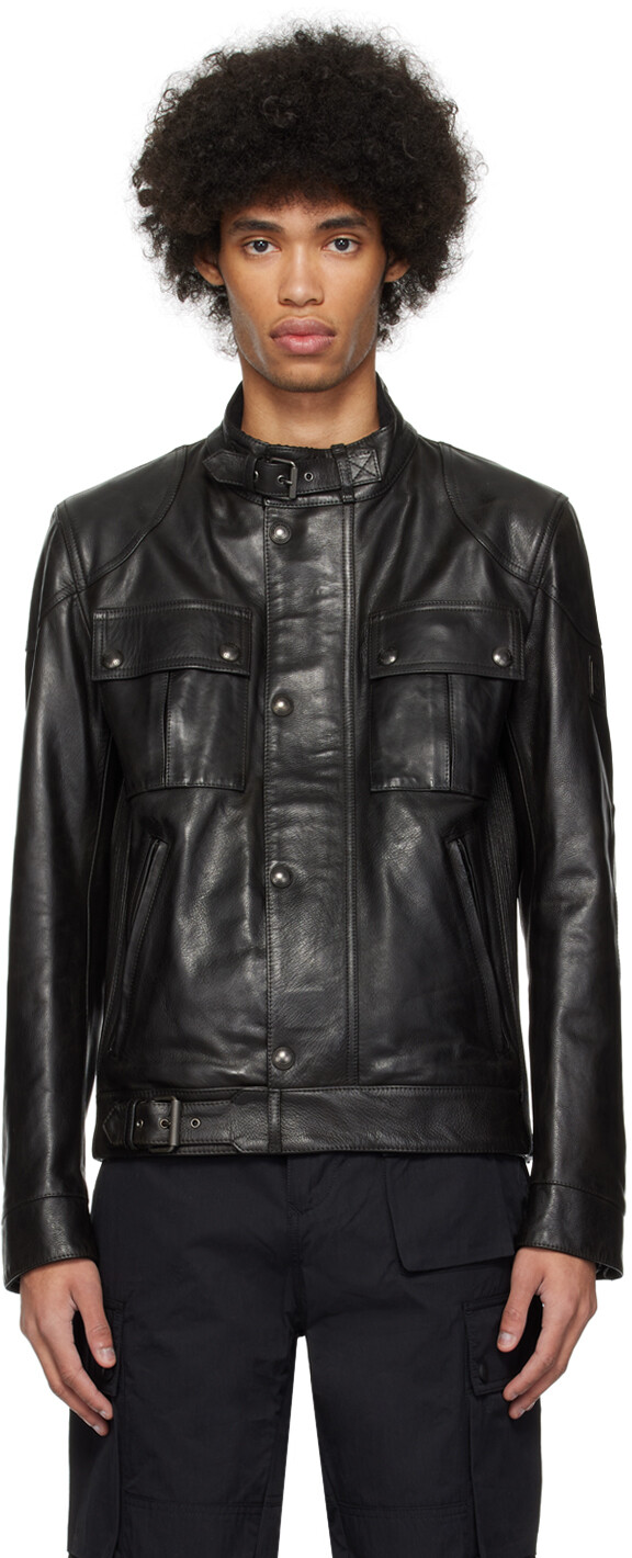 

Черная вощеная гангстерская кожаная куртка ручной работы Belstaff
