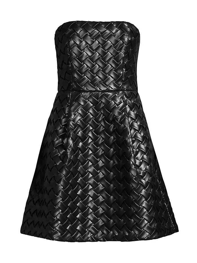 Мини-платье из плетеной кожи Liv Foster, черный