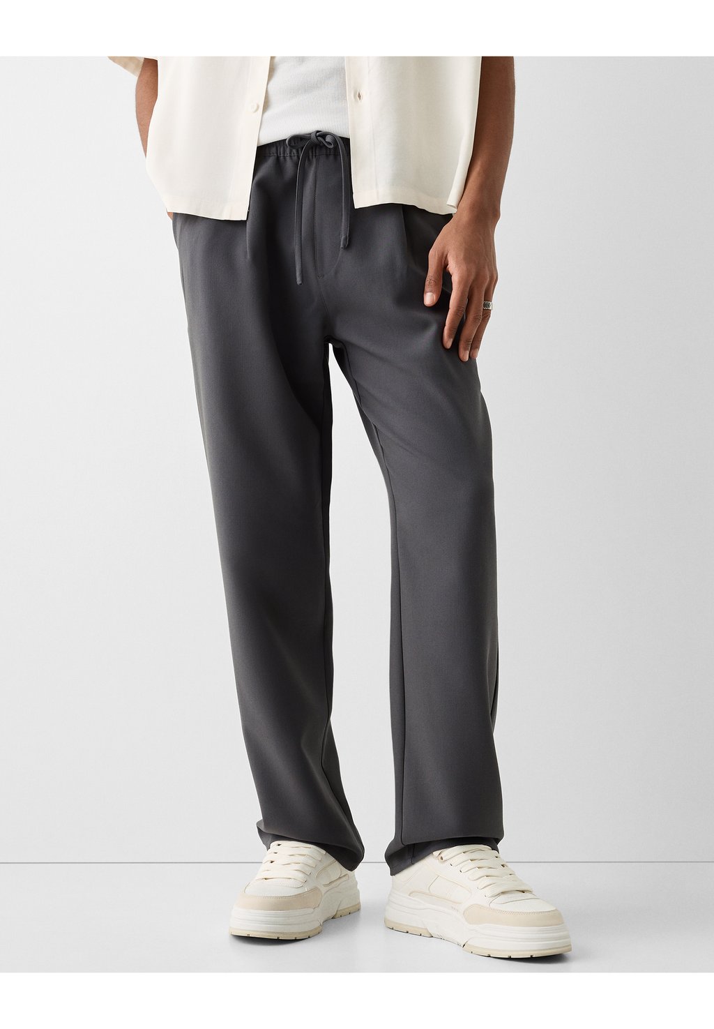 Спортивные брюки Tailored Fit Wide-Leg Bershka, цвет dark grey мини юбка tailored fit bershka цвет mottled grey