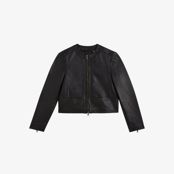 

Узкая кожаная куртка Clarya на молнии Ted Baker, черный