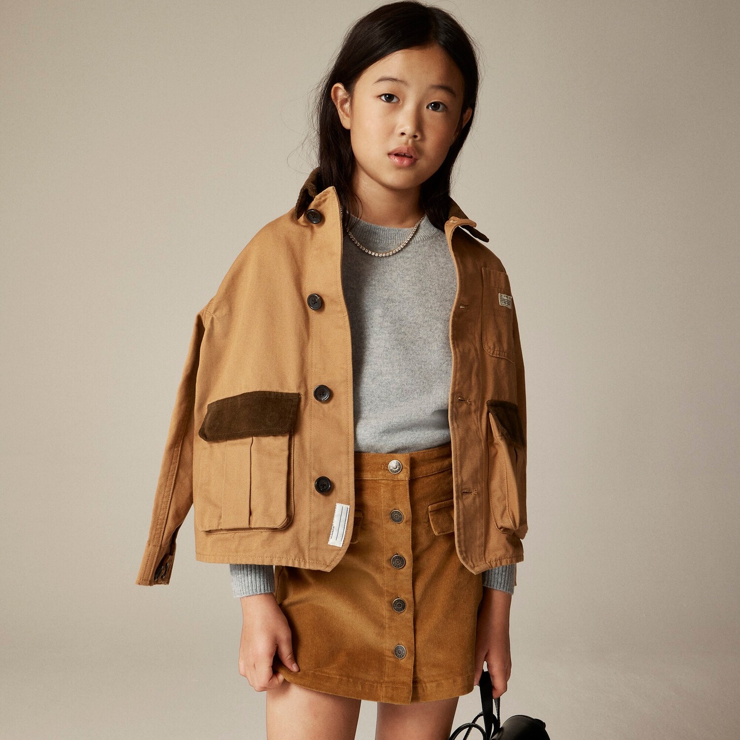 

Мини-Юбка из вельвета с пуговицами спереди для девочек J.Crew, коричневый