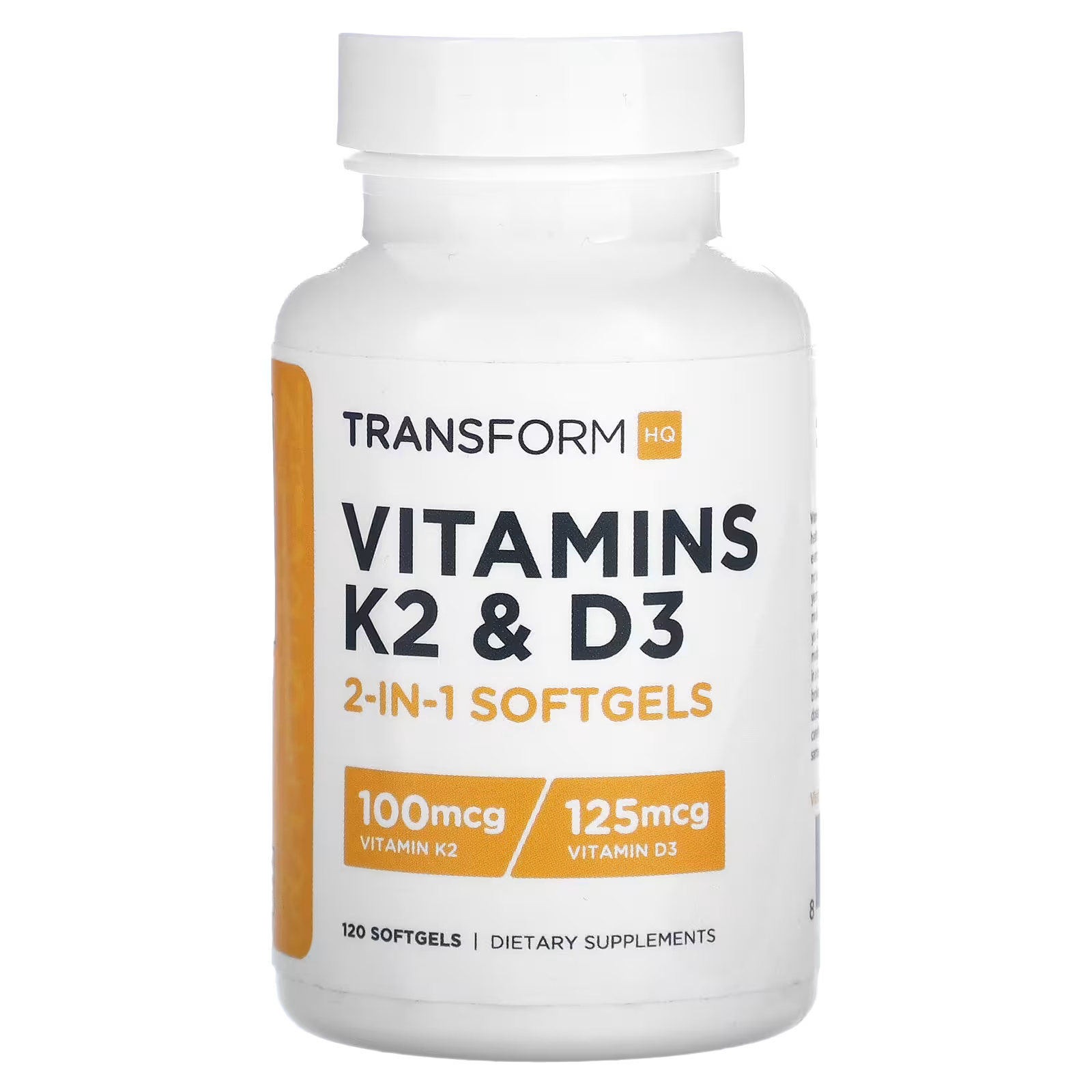 TransformHQ Витамины K2 и D3, 120 мягких таблеток