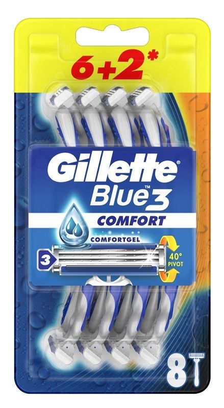 цена Gillette Blue3 Comfort бритва для мужчин, 8 шт.