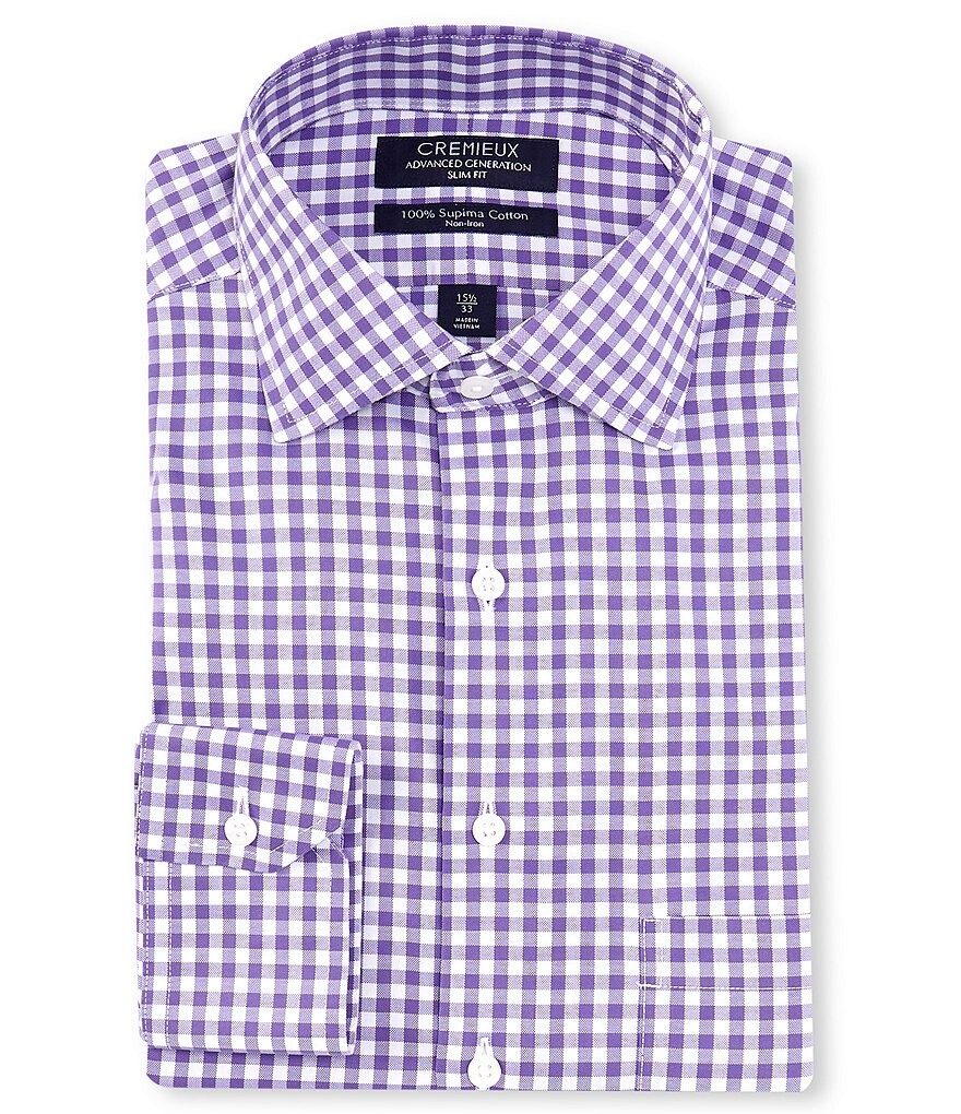 

Cremieux Slim Fit Оксфордская классическая рубашка с длинными рукавами и воротником-стойкой без глажки, фиолетовый