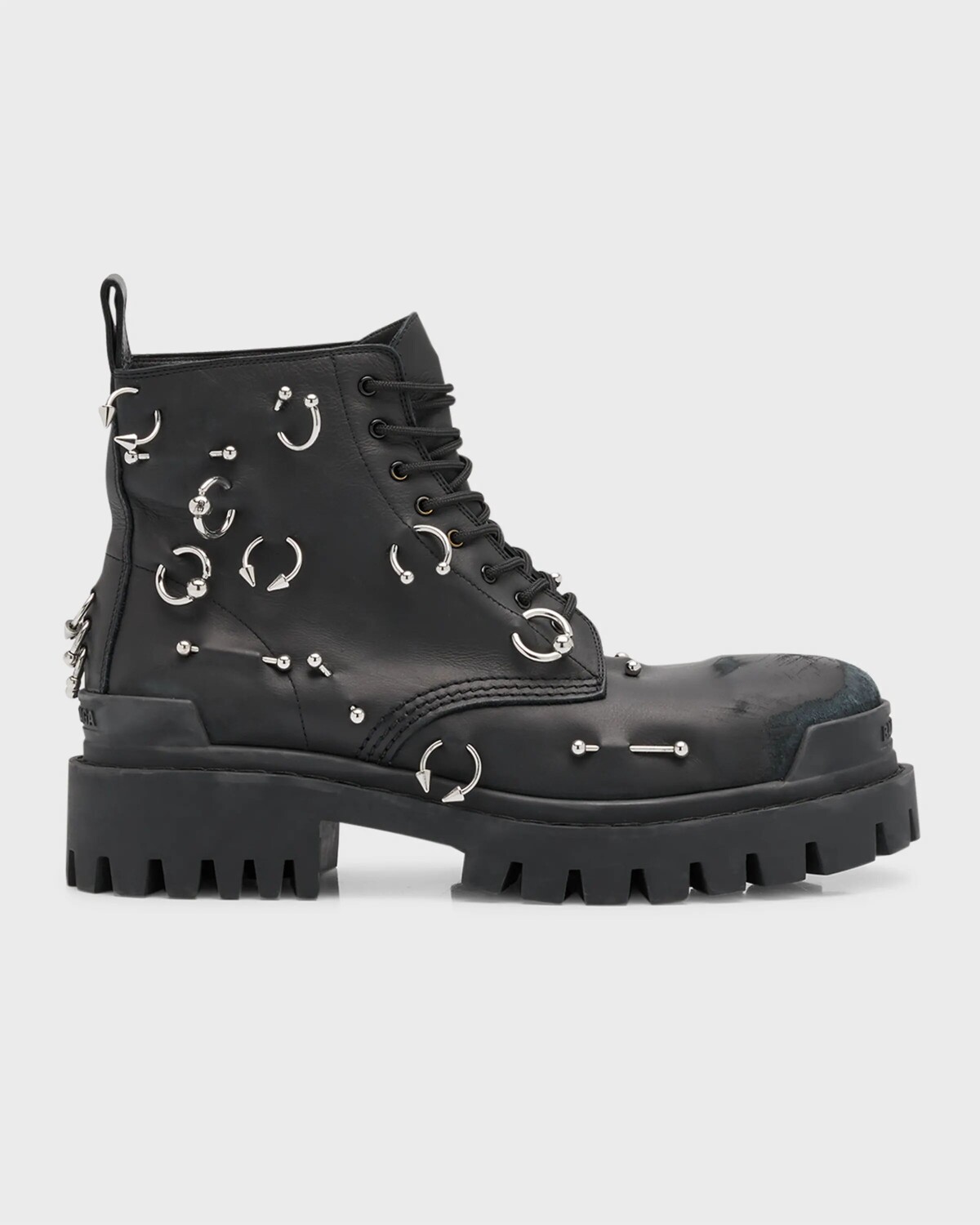 

Мужские ботинки Strike 20 мм с пирсингом Balenciaga, цвет 1088 Black/Silver