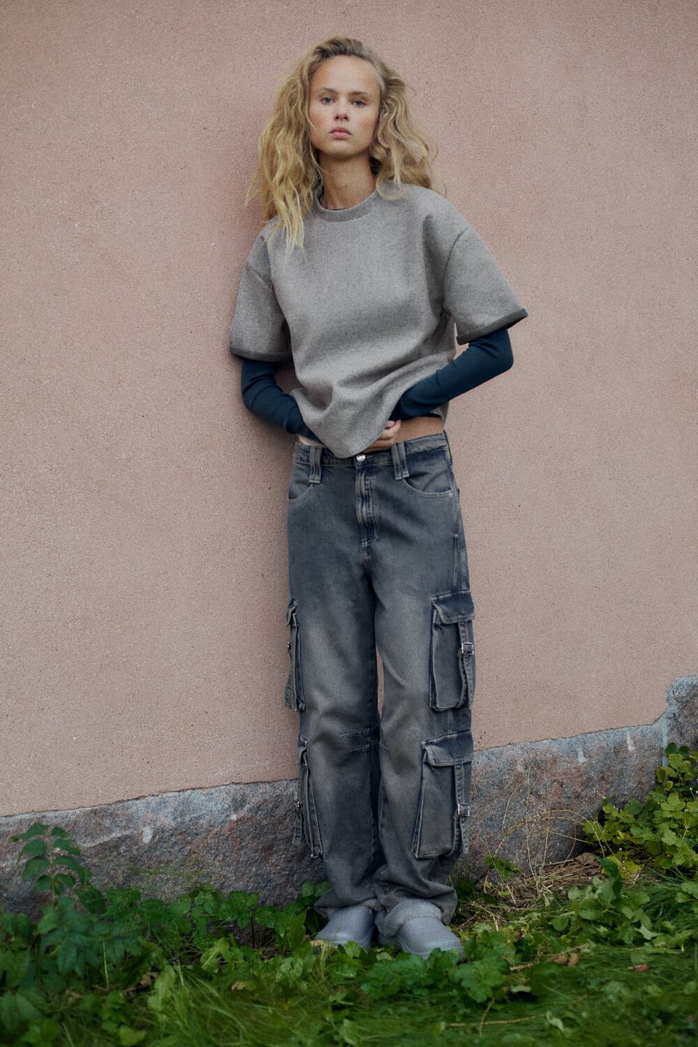 

Фланелевой топ ZARA, серый