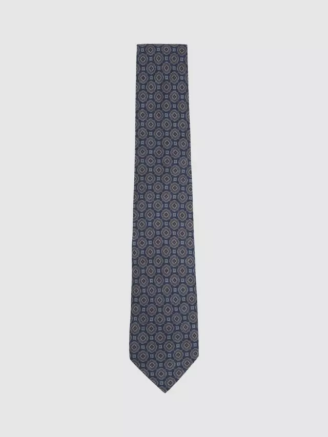 

Галстук Reiss Noto Geometric Silk, цвет indigo