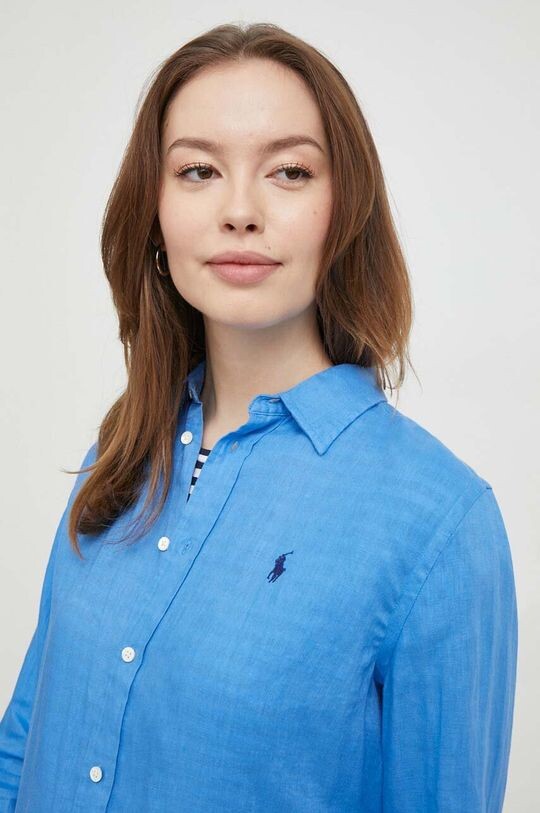 

Льняная рубашка Polo Ralph Lauren, синий