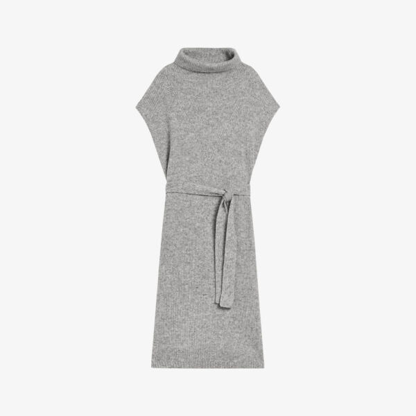 

Платье миди в рубчик из смесовой шерсти Ted Baker, серый