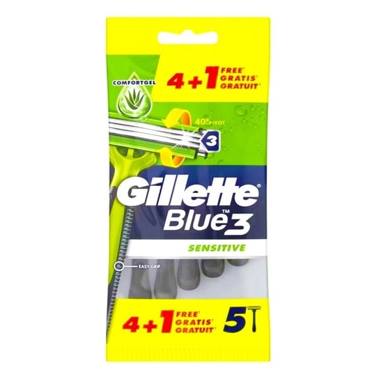 цена Одноразовые бритвы Sensitive 5 шт. Gillette, Blue3