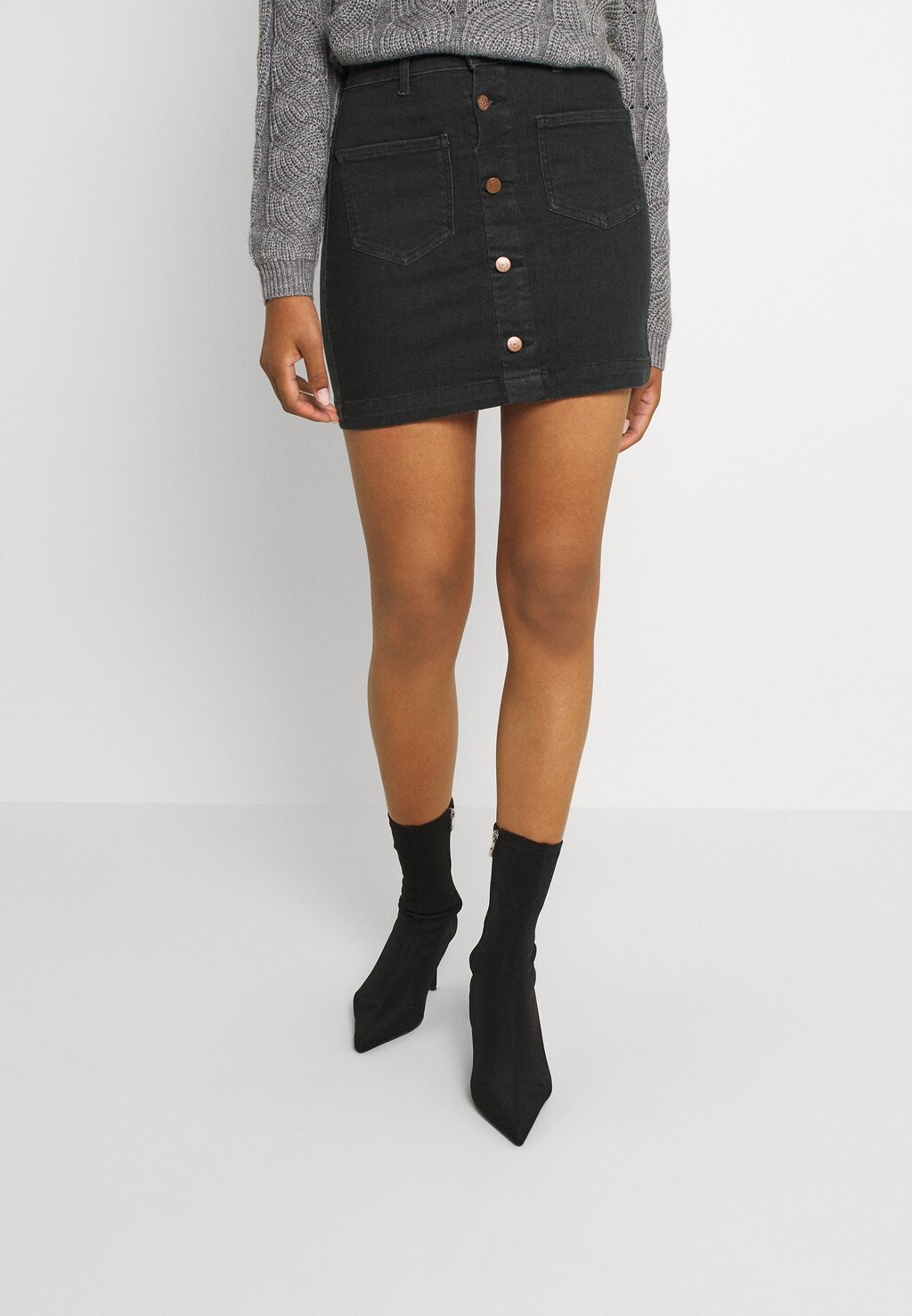 

Мини-юбка Onlamazing Hw Button ONLY, цвет black denim