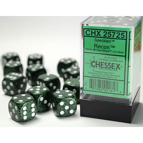 

Аксессуары Chessex Chessex 16mm d6 Set: Speckled - Recon w/White (12)