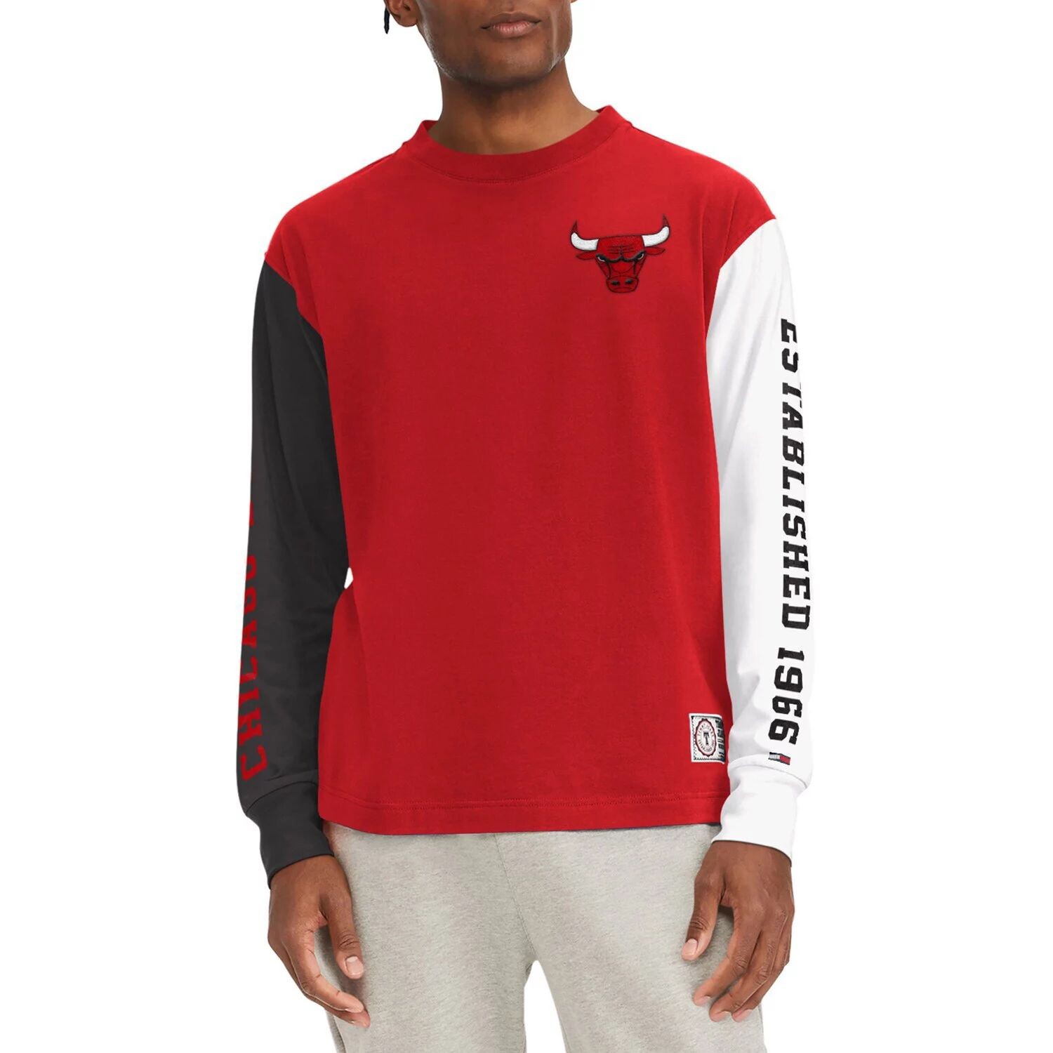

Мужская красная футболка с длинными рукавами Tommy Jeans Chicago Bulls Richie Color Block, Красный