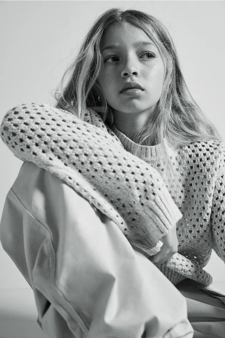 

Свитер ажурной вязки H&M, бежевый