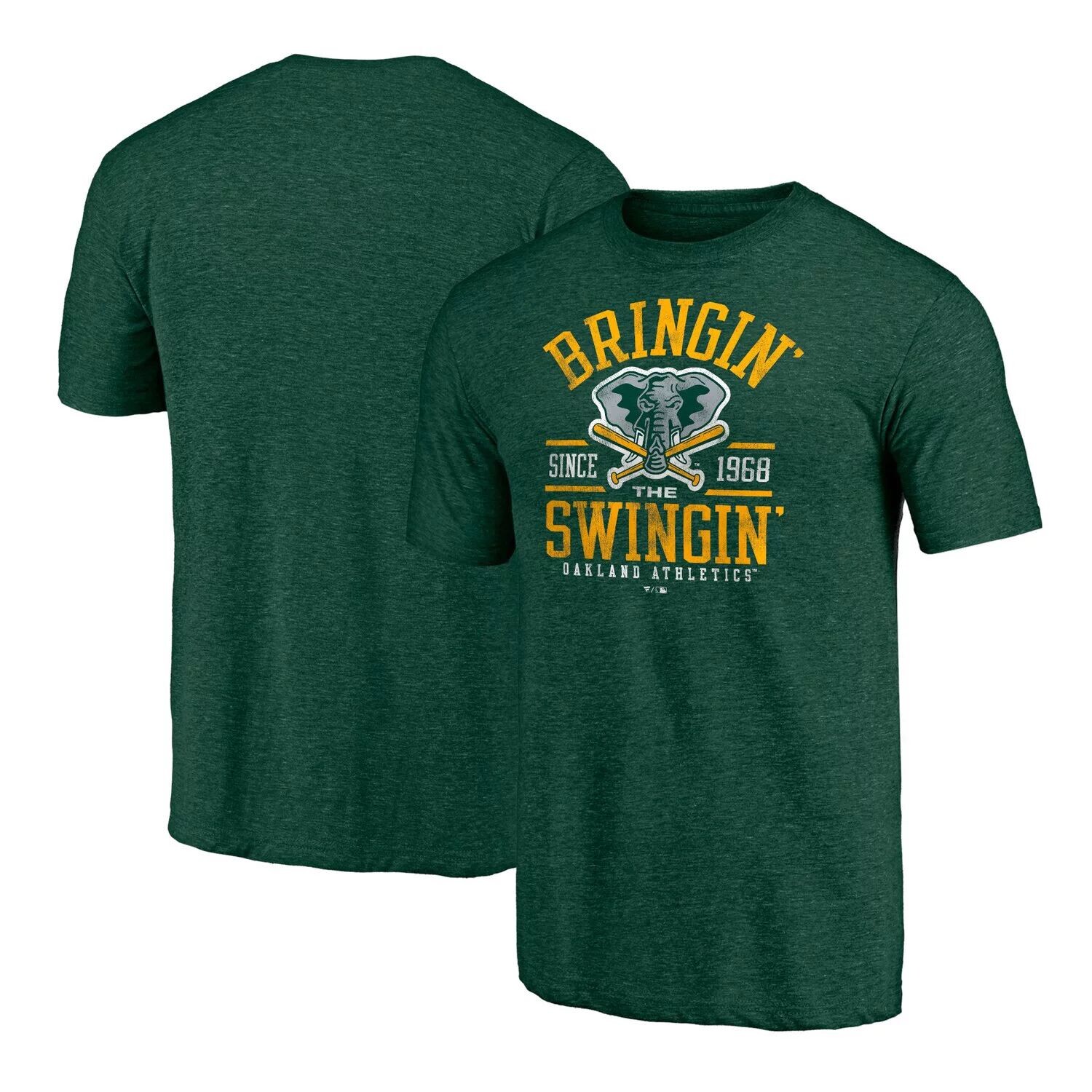 

Мужская футболка с логотипом Fanatics зеленого цвета Oakland Athletics Bringin' The Swingin' Hometown Collection, трехцветная футболка, Зеленый
