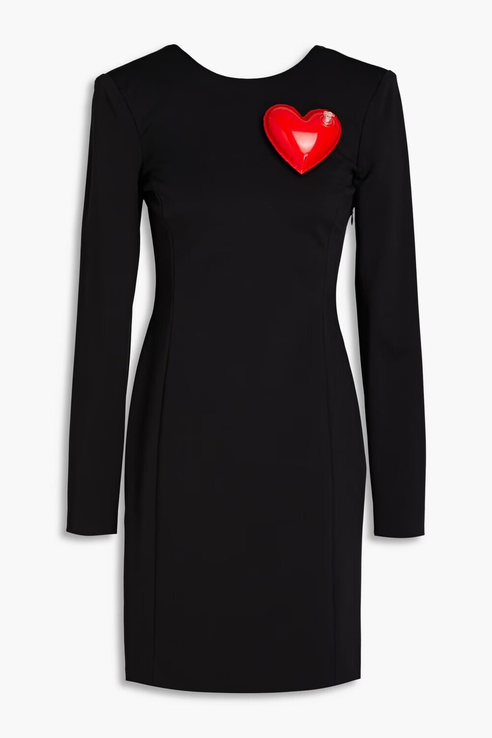 

Платье мини из крепа с аппликацией Moschino, черный