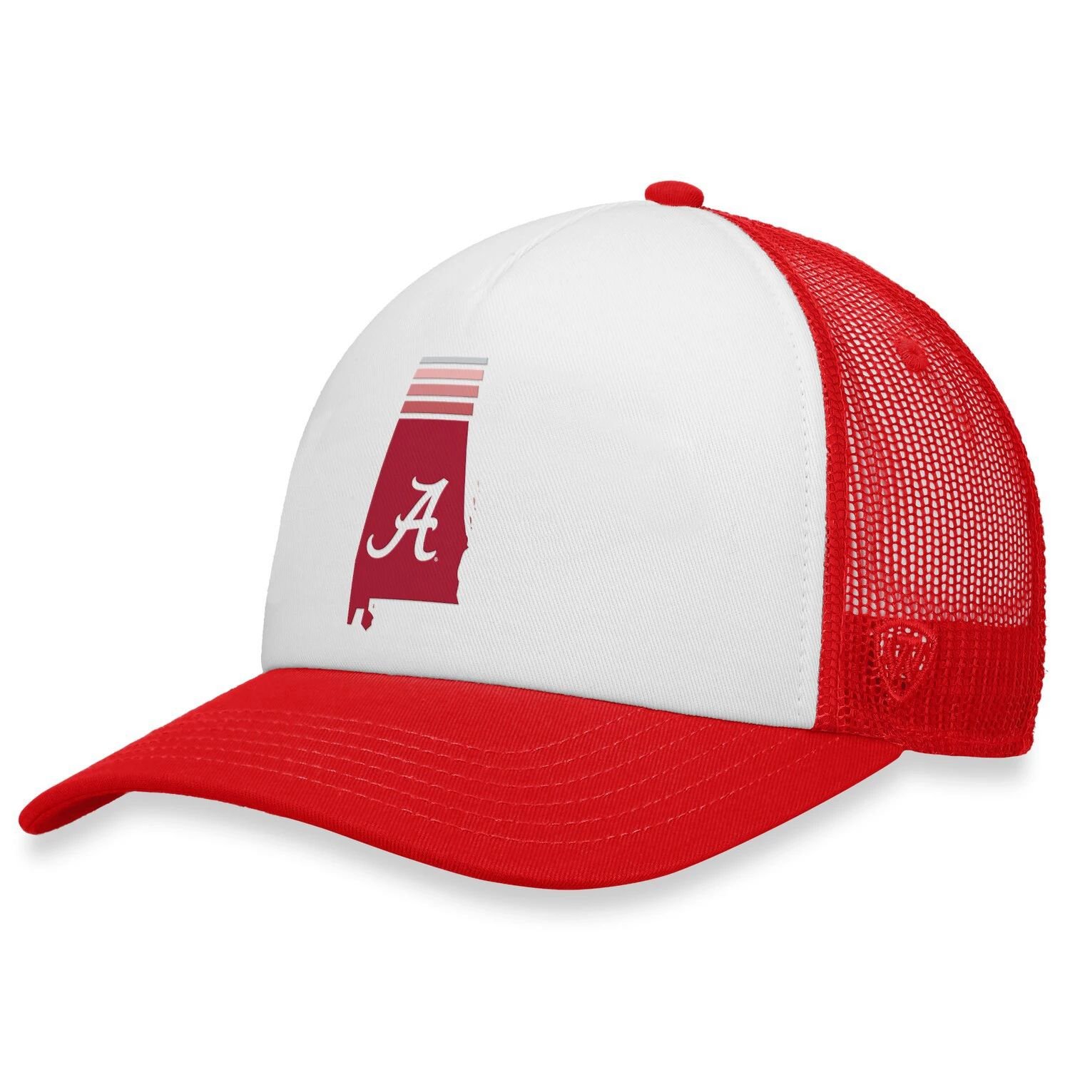 

Мужская кепка Top of the World белая/малиновая Alabama Crimson Tide Tone Down Trucker Snapback