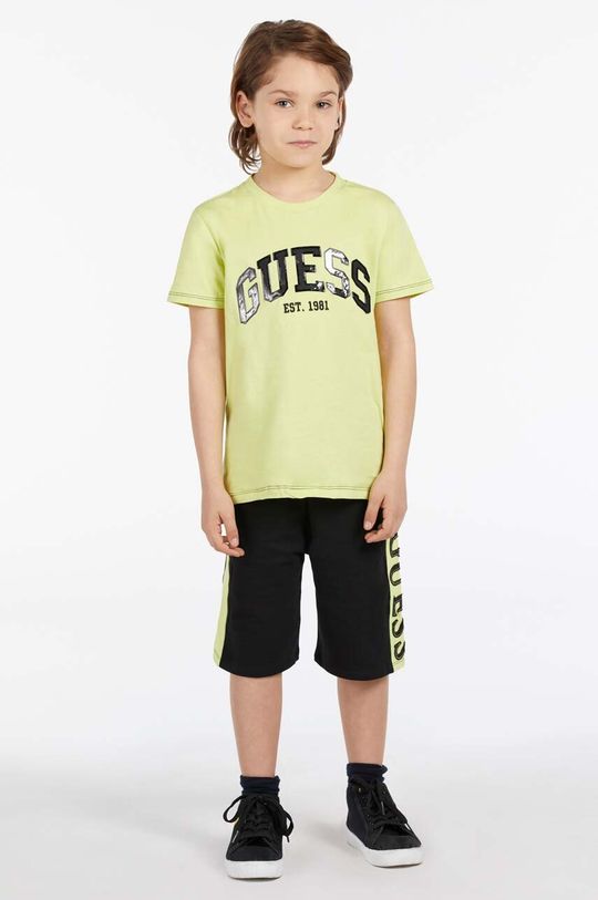 Детские хлопковые шорты Guess, черный детские хлопковые шорты guess фиолетовый