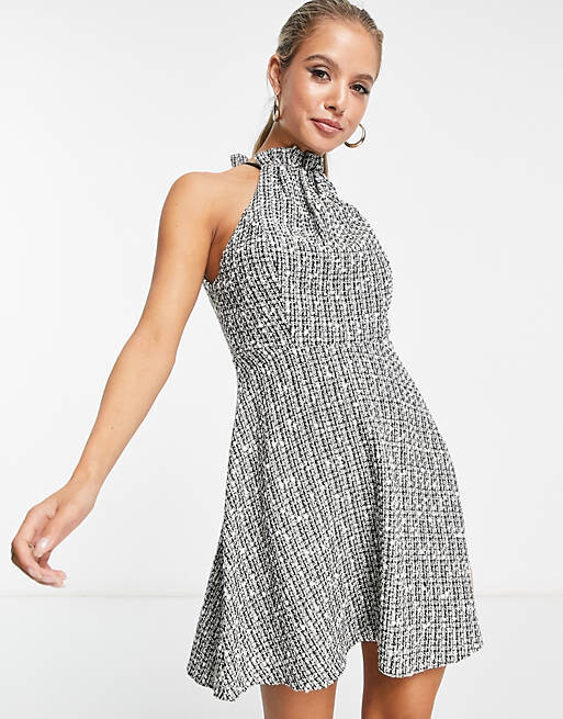 

Скульптурное платье мини цвета хаки-букле ASOS DESIGN
