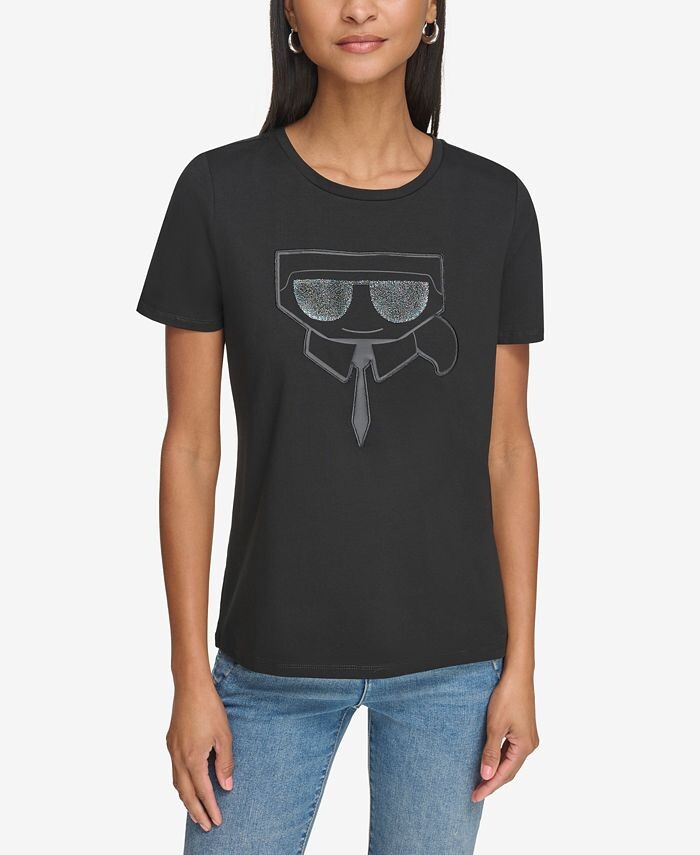 

Женская футболка с логотипом Karl Emoji KARL LAGERFELD PARIS, черный