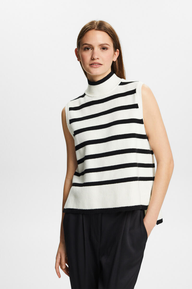 

Короткий полосатый вязаный жилет Esprit, белый