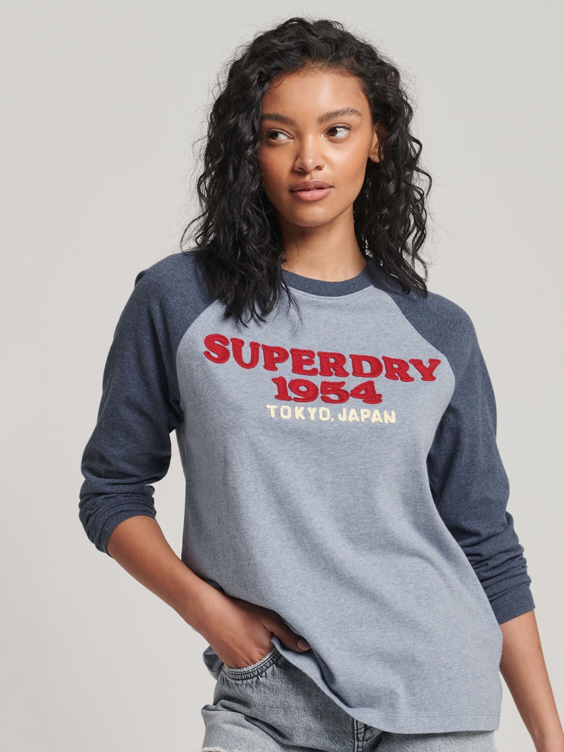 

Топ с длинным рукавом Superdry Vintage Logo, реглан, темно-синий/темно-зеленый