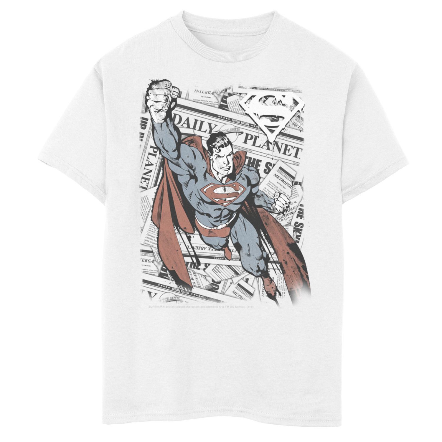 Фоновый постер с графической футболкой из комиксов DC «Супермен Daily Planet» для мальчиков 8–20 лет Licensed Character