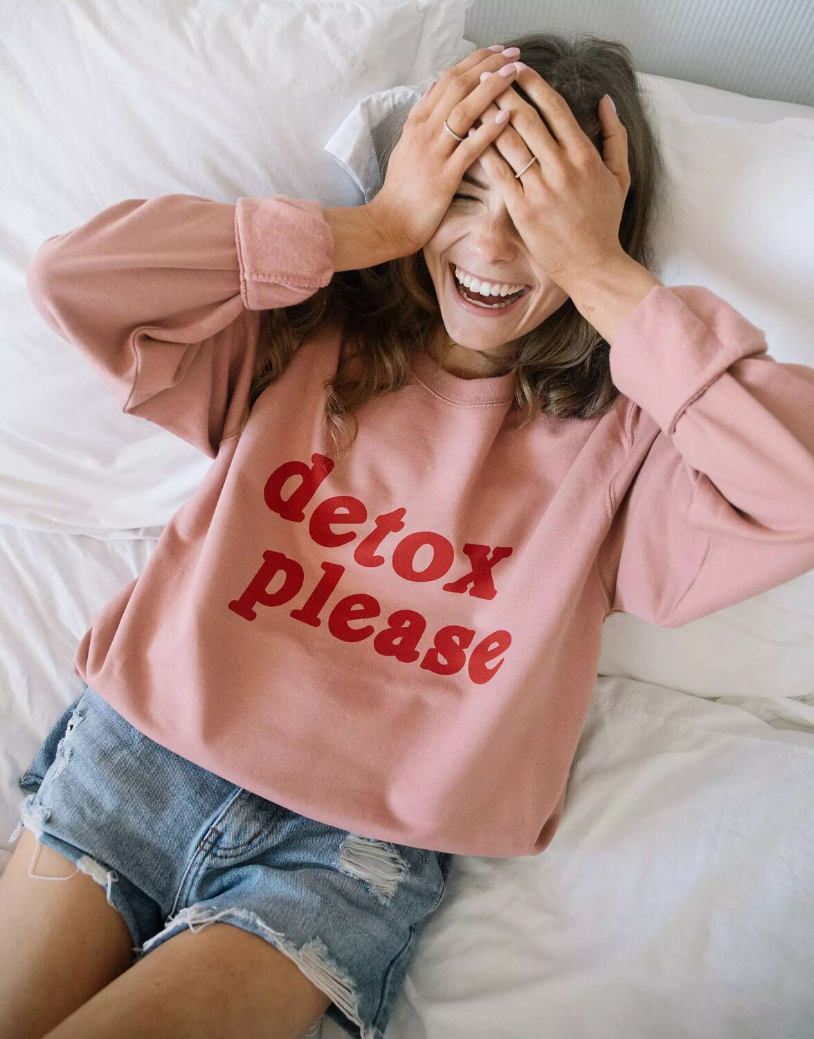 

Свитшот унисекс с надписью "Detox please" Batch1 пыльно-розового цвета, Розовый