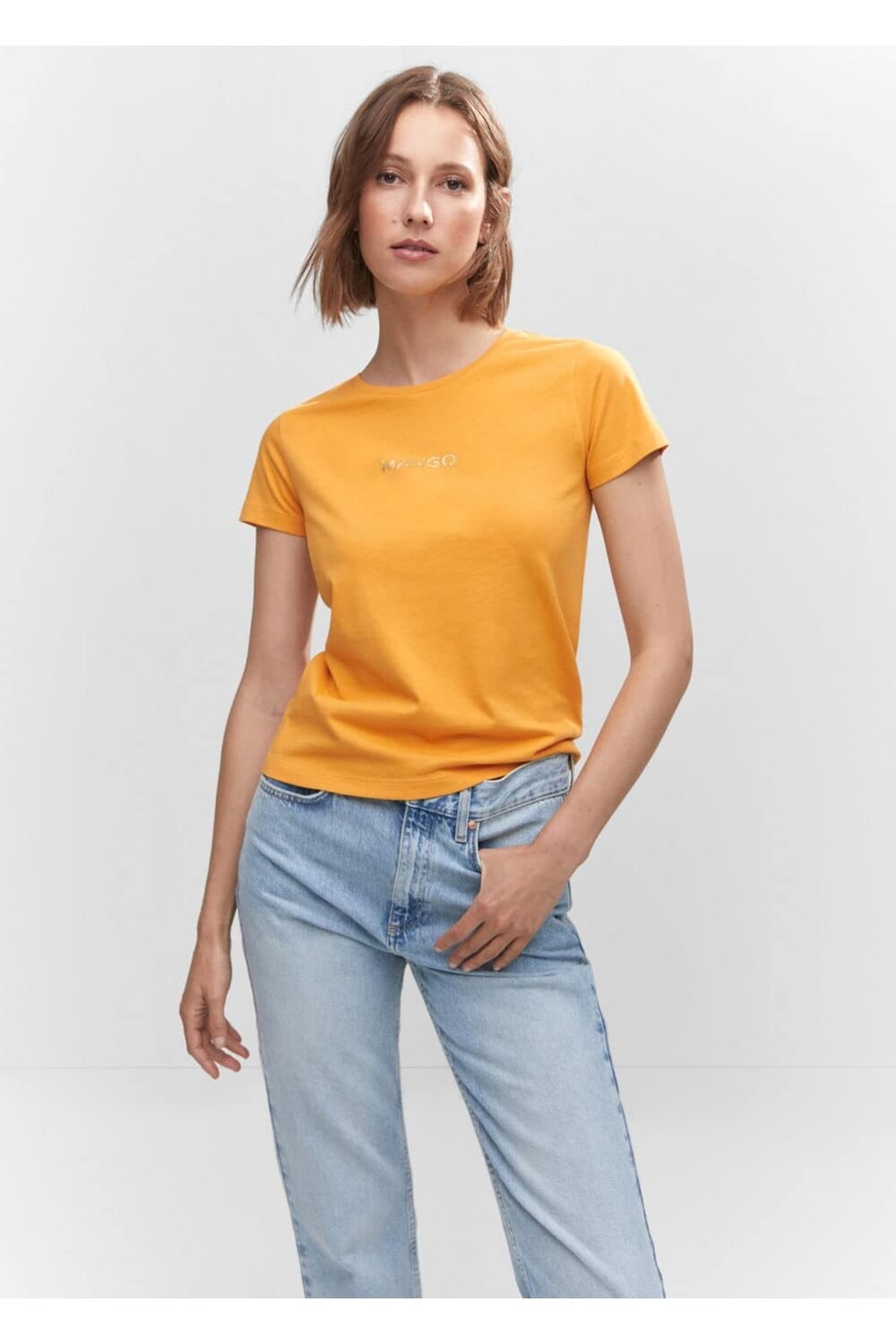 

Футболка с металлизированным логотипом Mango, желтый
