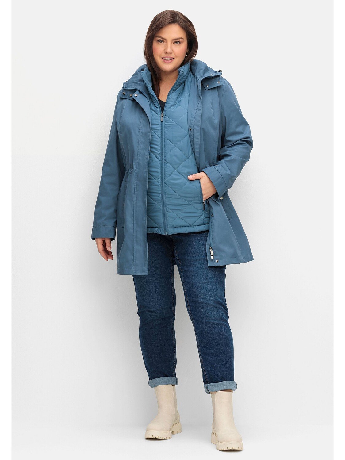

Куртка sheego 3 in 1 Outdoorjacke, цвет taubenblau