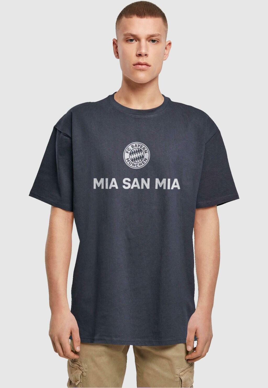 Футболка с принтом MIA SAN MIA LOGO HEAVY OVERSIZED TEE FC Bayern München, цвет navy