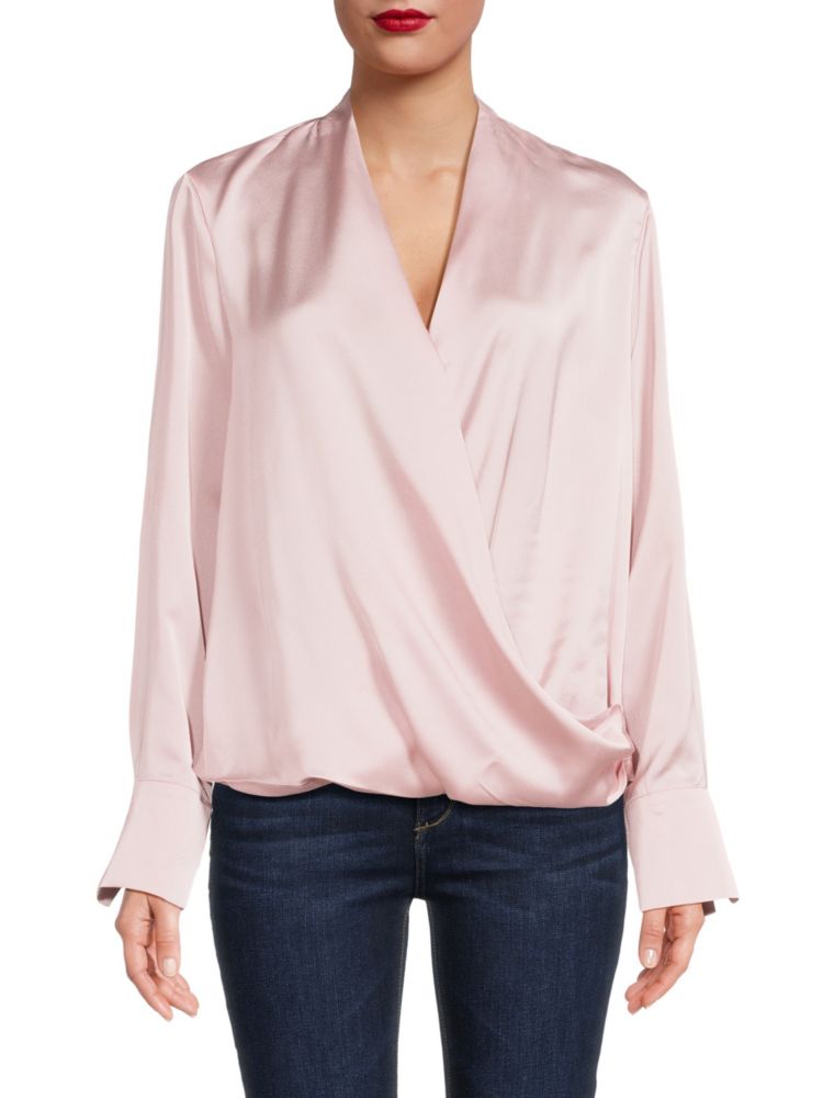 Атласная блузка с искусственным запахом Lea & Viola, розовый
