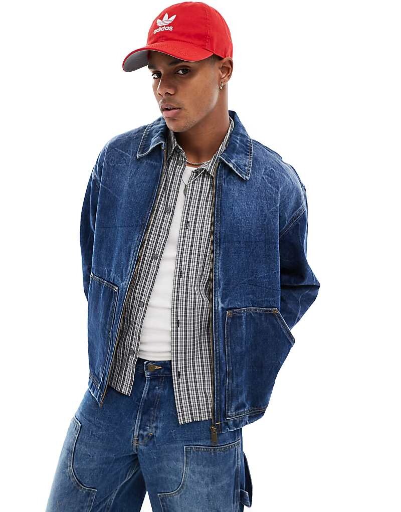 

Weekday – Hill – Джинсовая куртка Workwear синего цвета, комбинированная модель