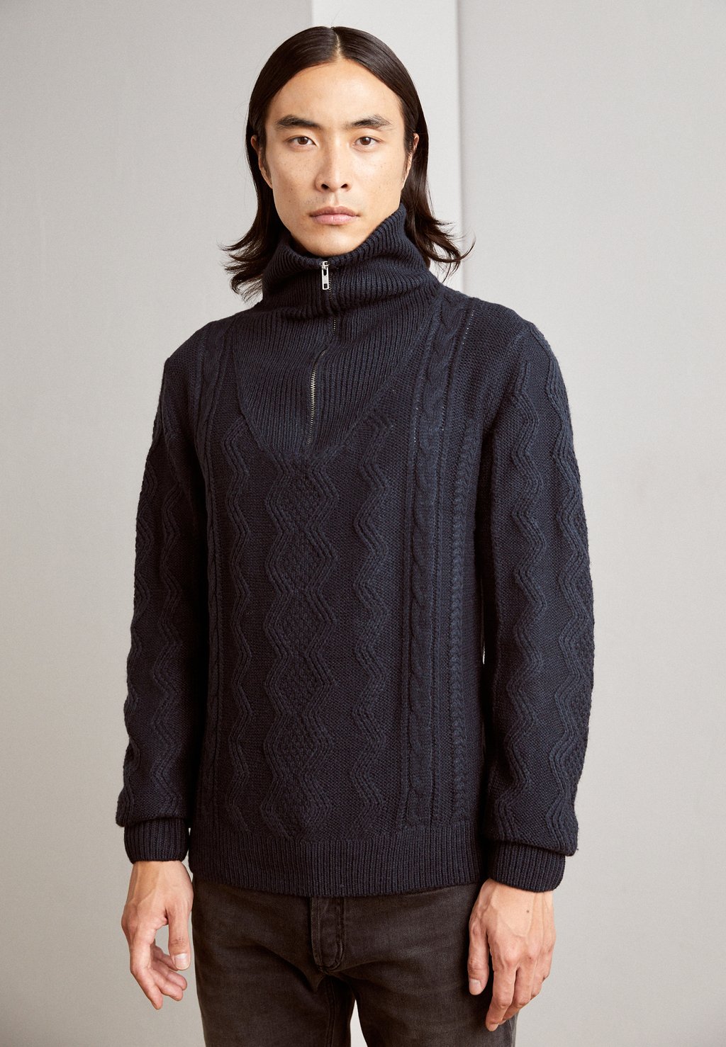 

Джемпер Halfzip Cable Knit Lindbergh, цвет navy